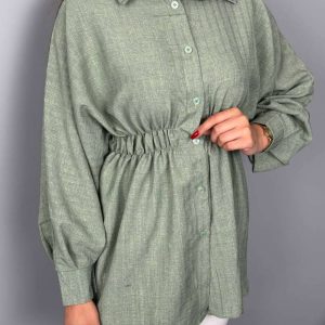 شومیز مانتویی کمرکش کد 9802