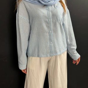 شومیز راه راه تک جیب کد 5451