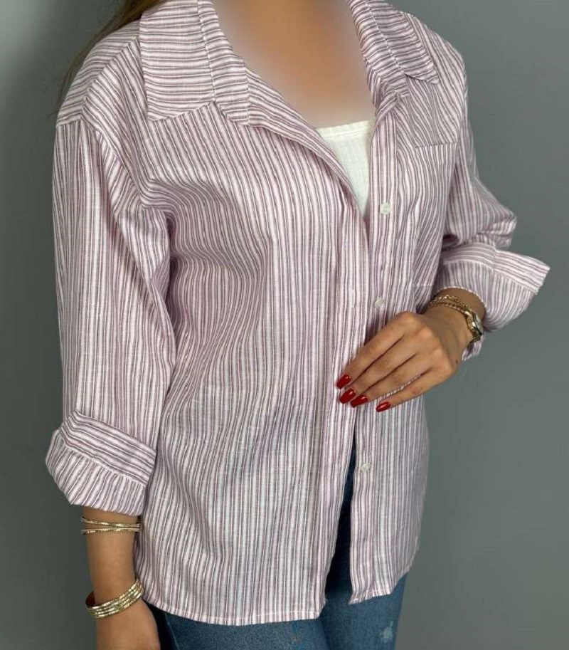 شومیز مانتویی راه راه برای افراد چاق