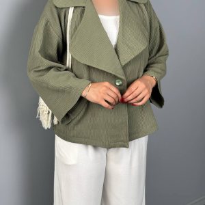 کت یقه پهن نخی