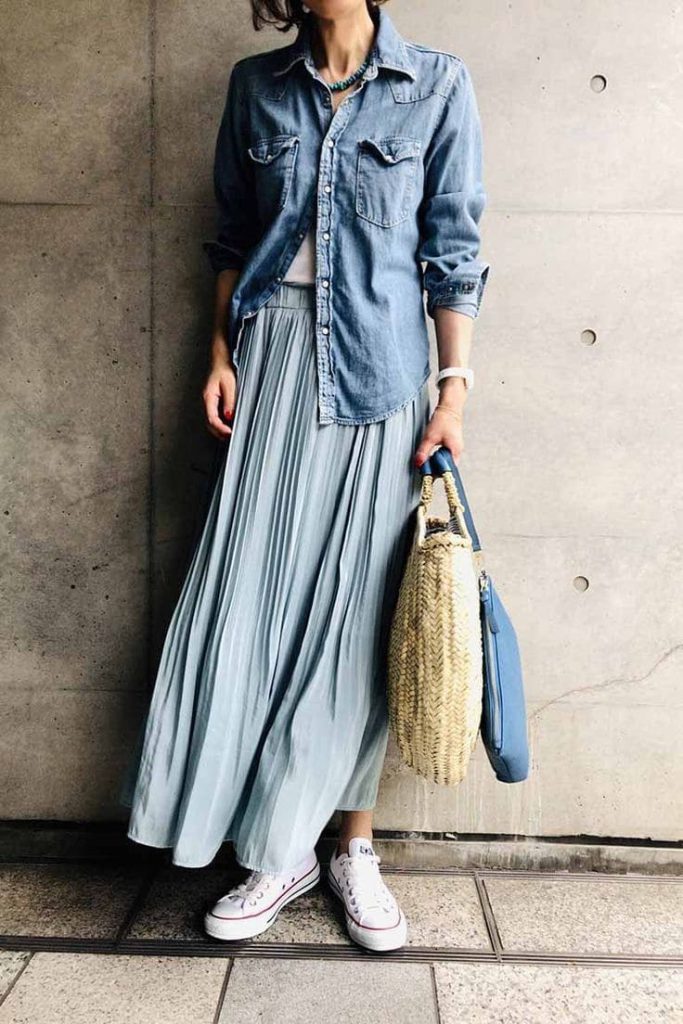 ایده استایل تابستانی با دامن بلند