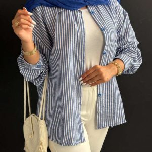 شومیز مانتویی راه راه خنک