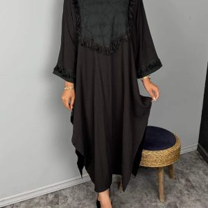 پیراهن مشکی خرجکار شده کد 60728