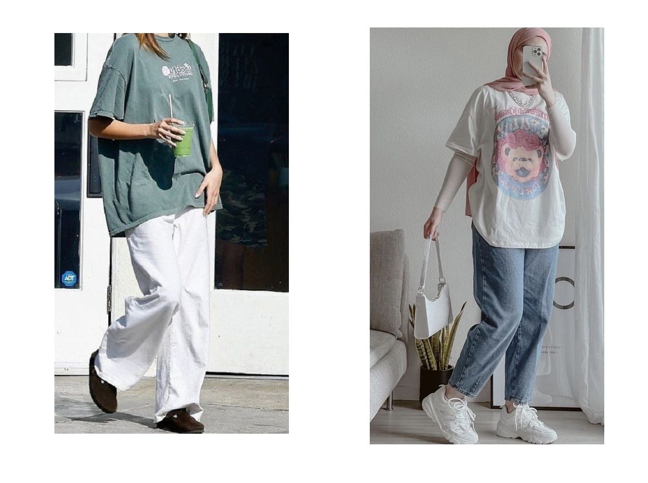 با تیشرت لانگ چه شلواری بپوشیم