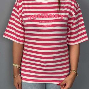 تیشرت راه راه سرخابی