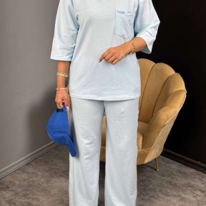 ست تیشرت و شلوار یقه دار