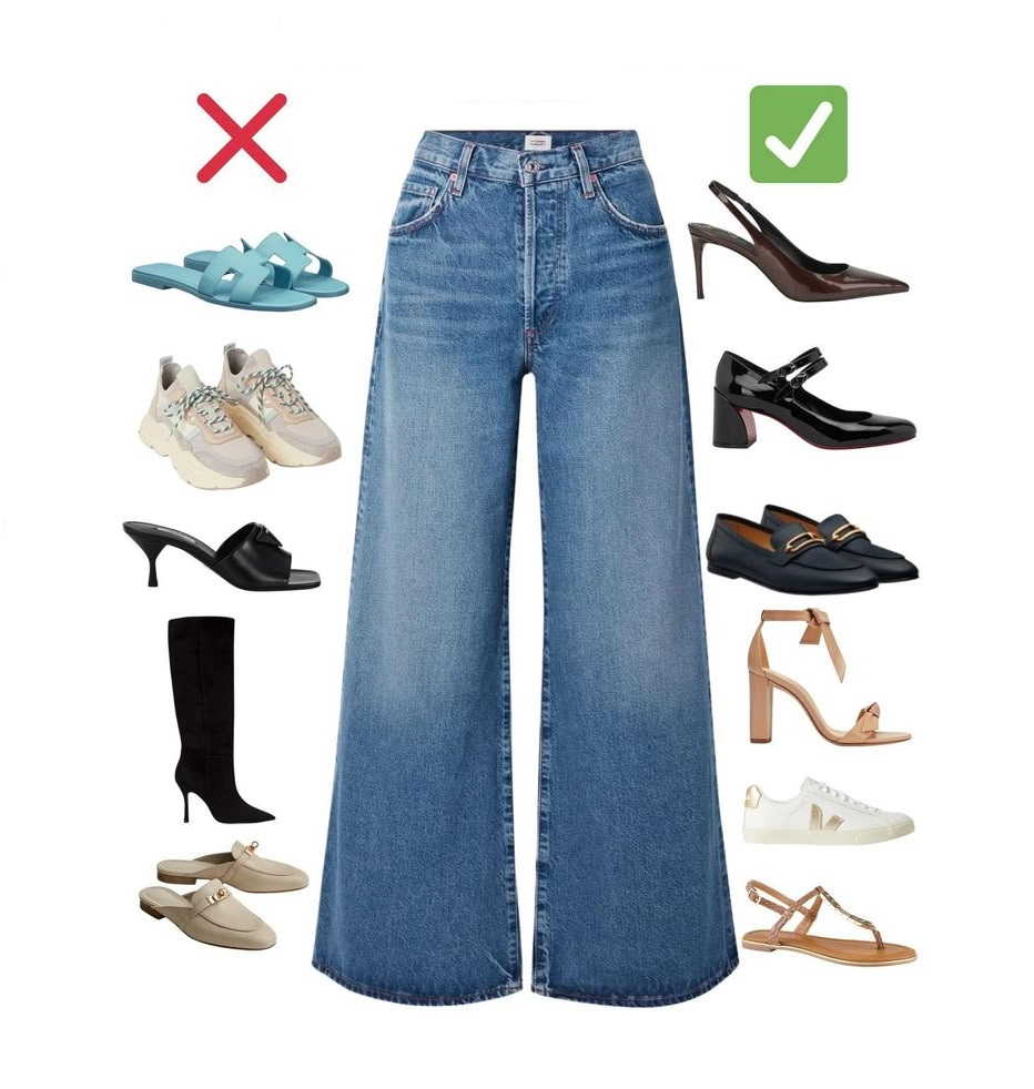 شلوار واید لگ را با چه کفشی بپوشیم