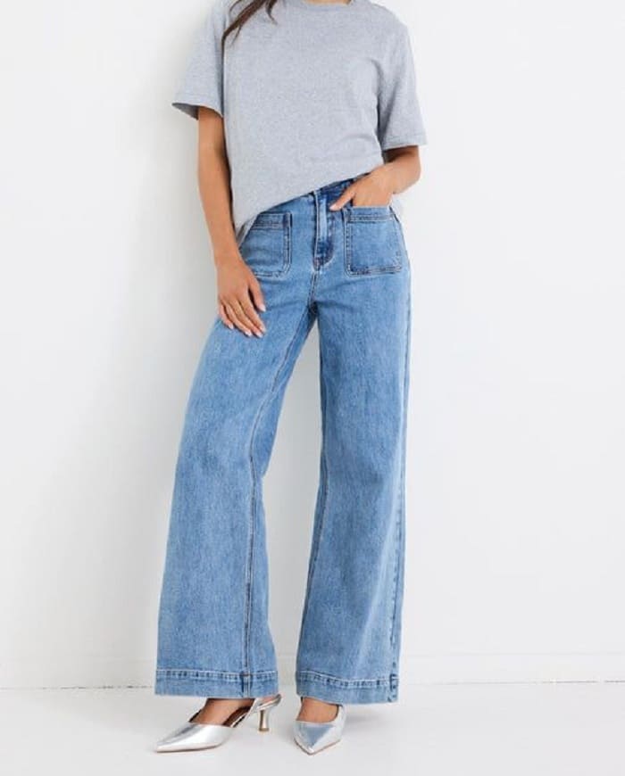 چه لباسی به شلوار واید لگ میاد : شلوار واید لگ و تیشرت