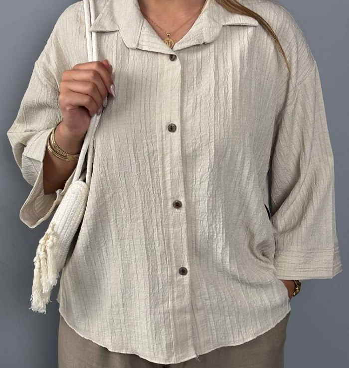 شومیز با پارچه شانتون