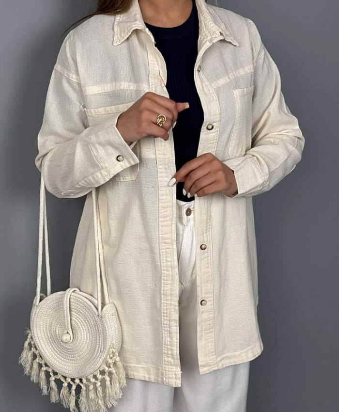 شومیز مانتویی با پارچه پنبه کنفی