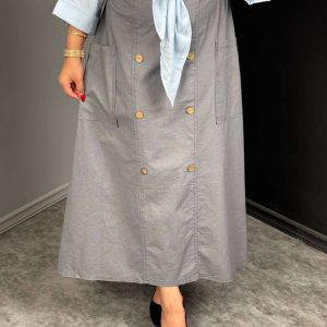 دامن جلو دکمه نخی