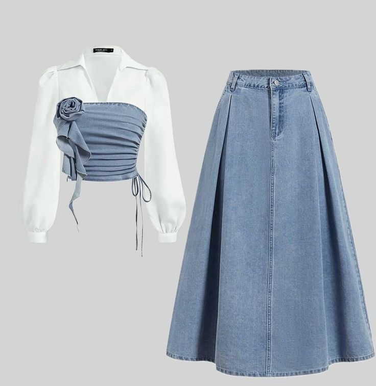 دامن جین و بلوز