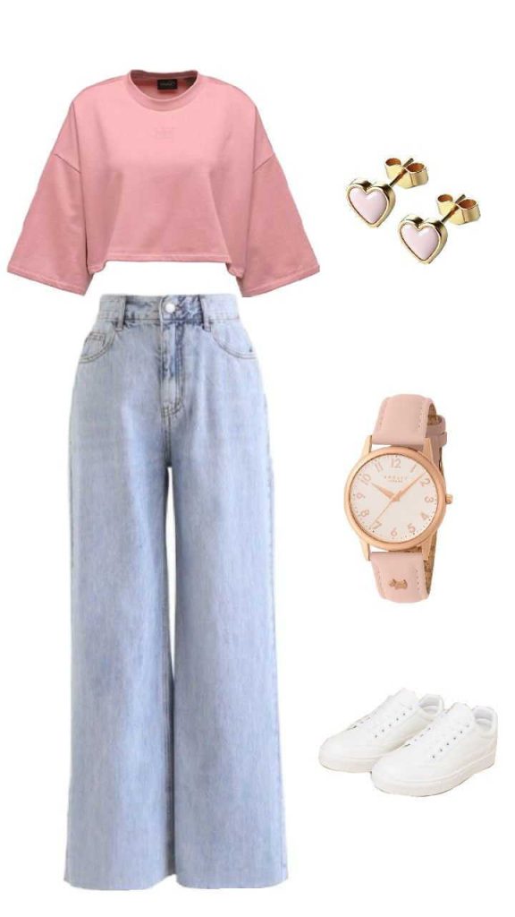 شلوار شافل با تیشرت کراپ