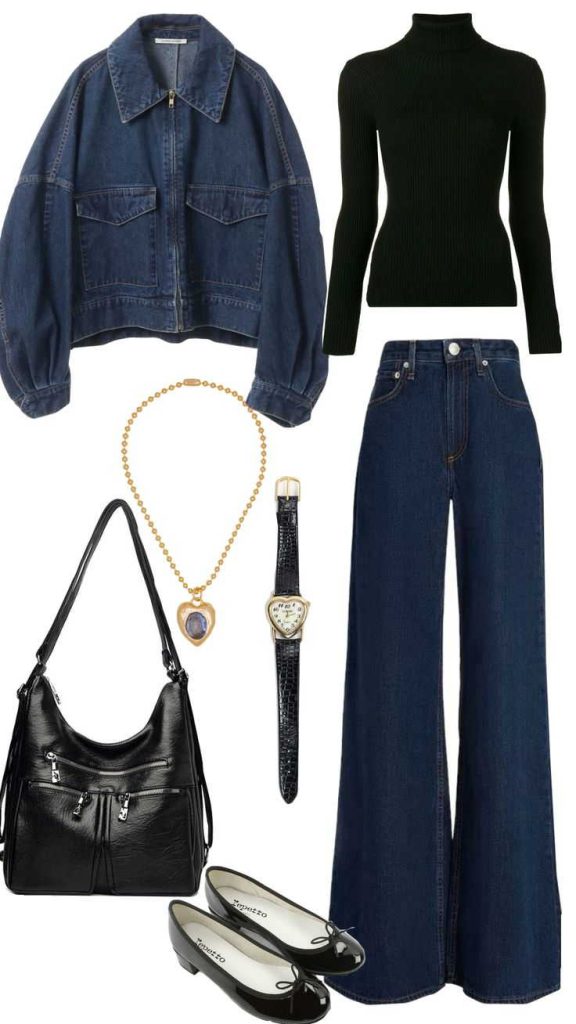 شلوار شافل با کت جین