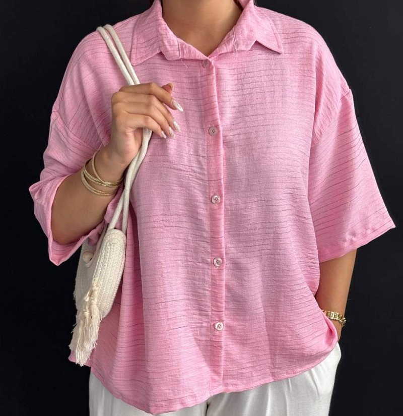 شومیز صورتی باکسی