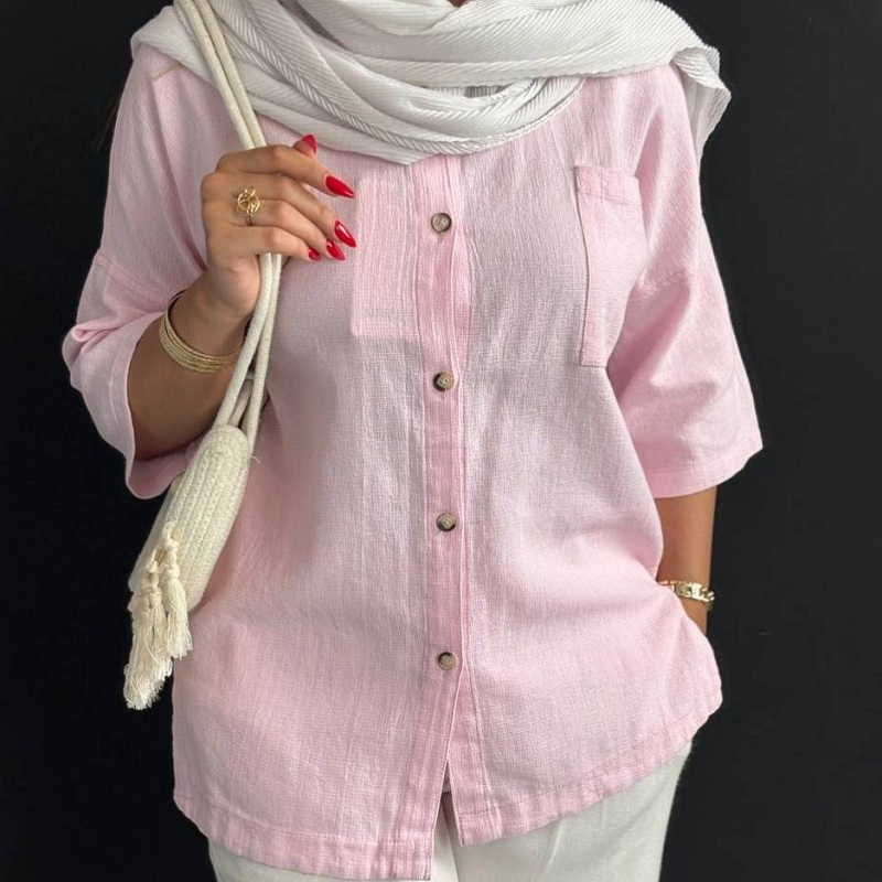 شومیز صورتی کمرنگ