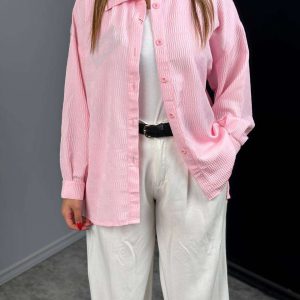 شومیز مانتویی صورتی