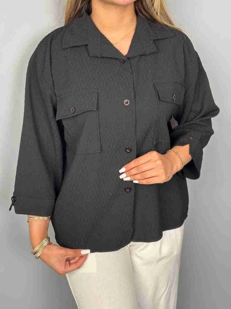 شومیز مشکی باکسی کوتاه