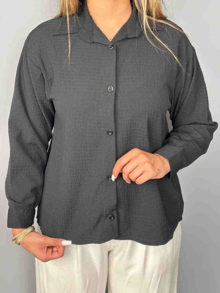 شومیز مشکی ساده آستین بلند