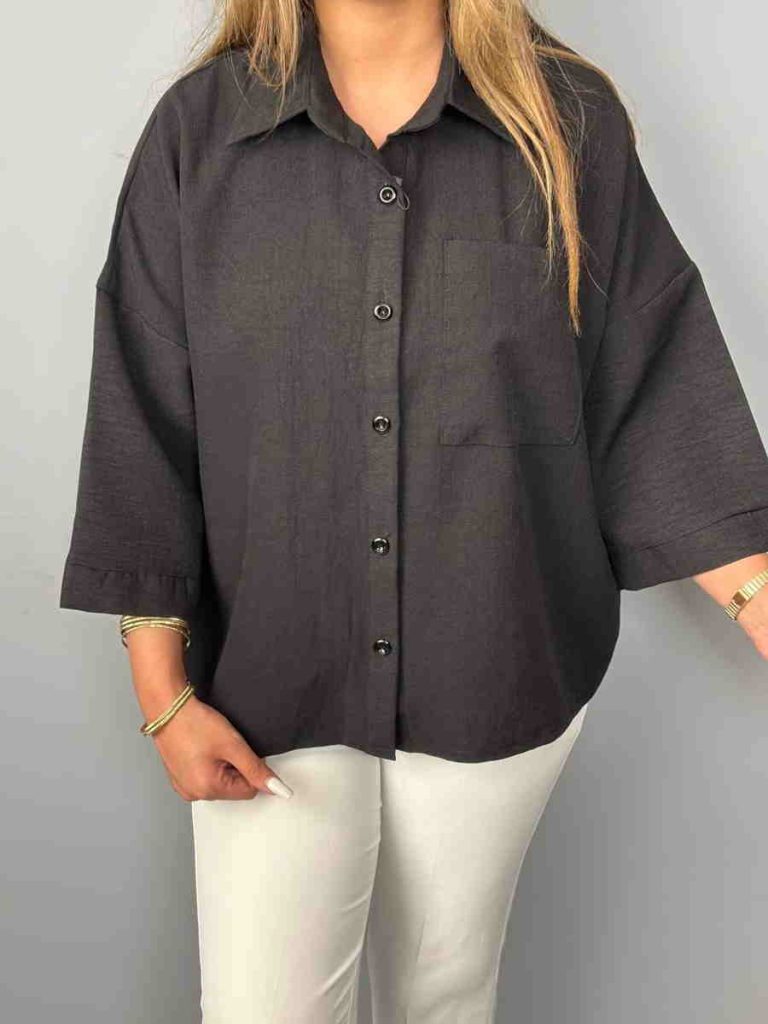 شومیز مشکی کوتاه آستین سه ربع