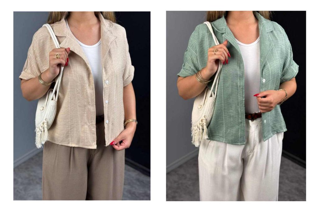 شومیز پاستلی کراپ راه راه