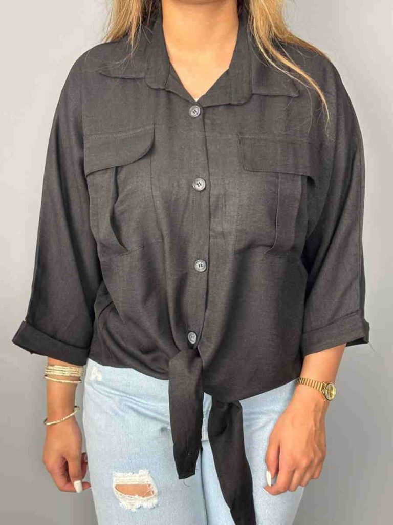 شومیز کراپ گره ای مشکی