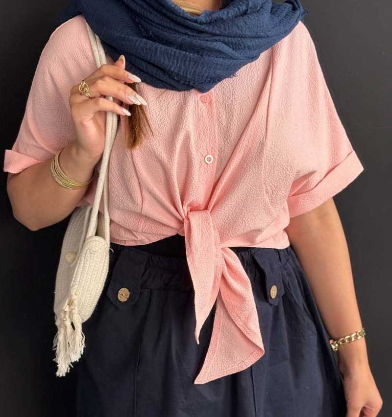 شومیز گره ای صورتی