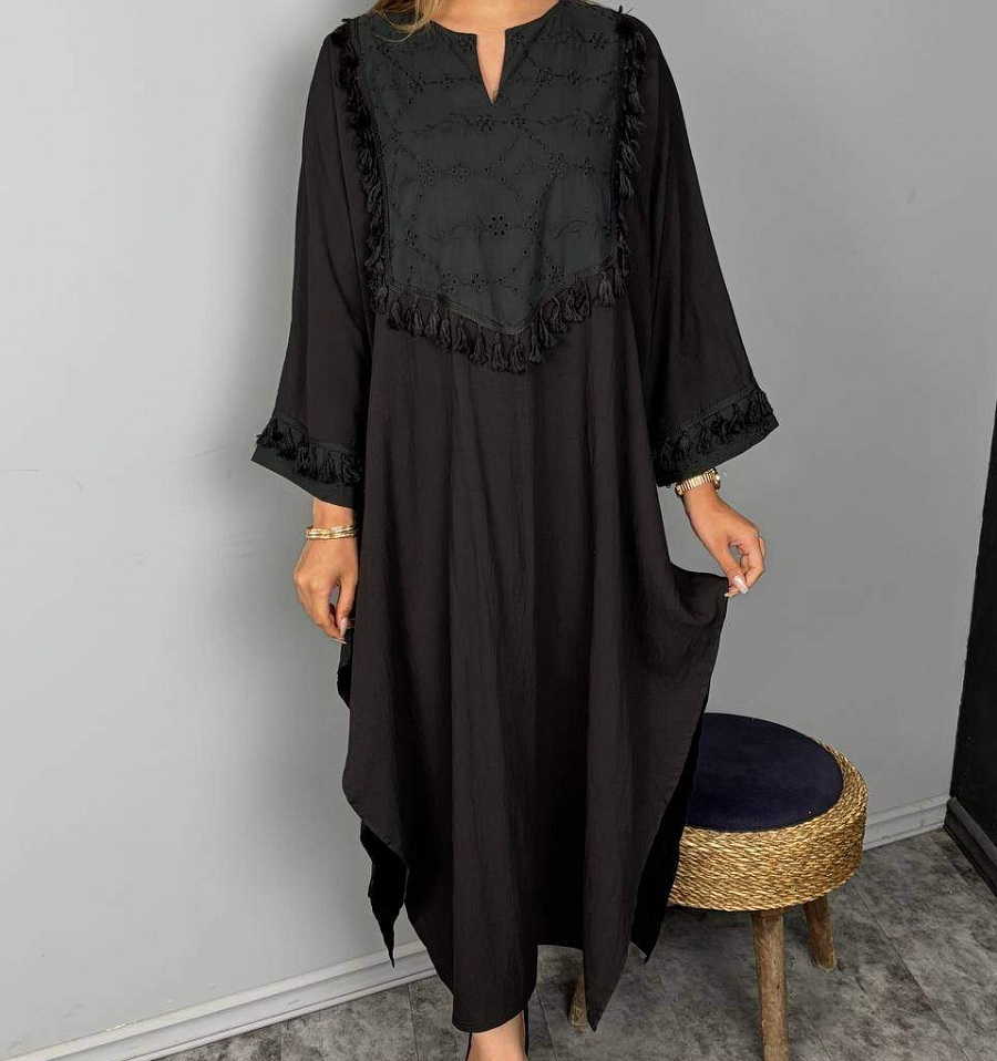 مدل مانتو تابستانی جلو بسته بلند مشکی