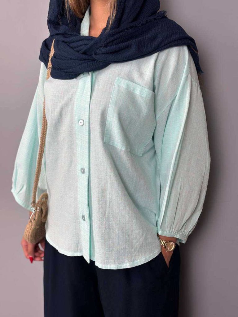 شومیز آبی باکسی