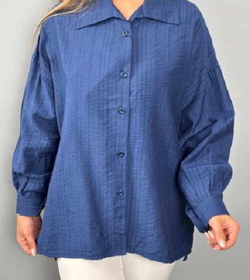 شومیز ابی دکمه دار