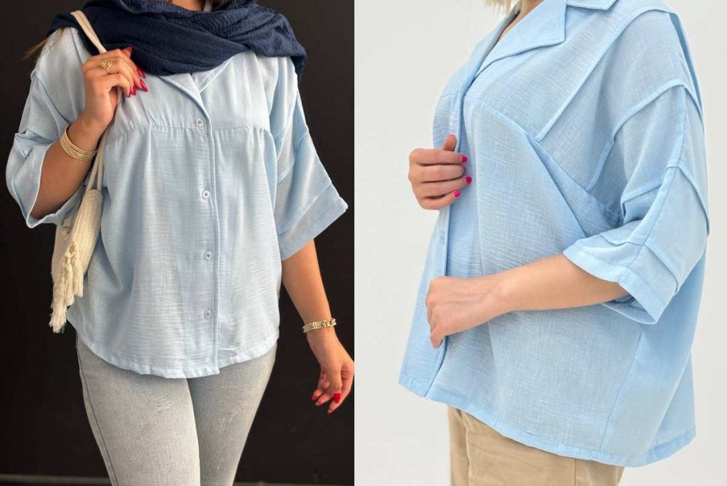 شومیز باکسی آبی