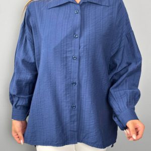 شومیز دکمه دار سرمه ایی