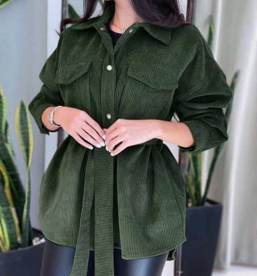 مانتو پاییزه با پارچه کبریتی کوتاه