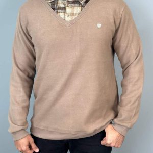 بلوز مردونه یقه دار نسکافه ایی