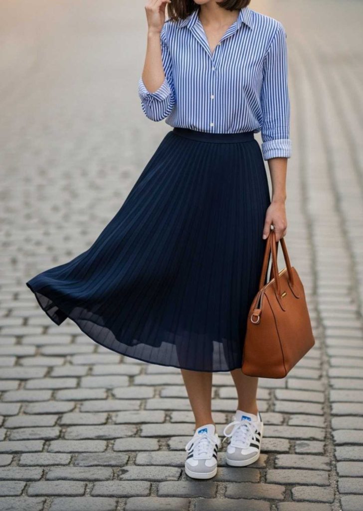 دامن پلیسه رو با چی بپوشیم : دامن پلیسه و شومیز