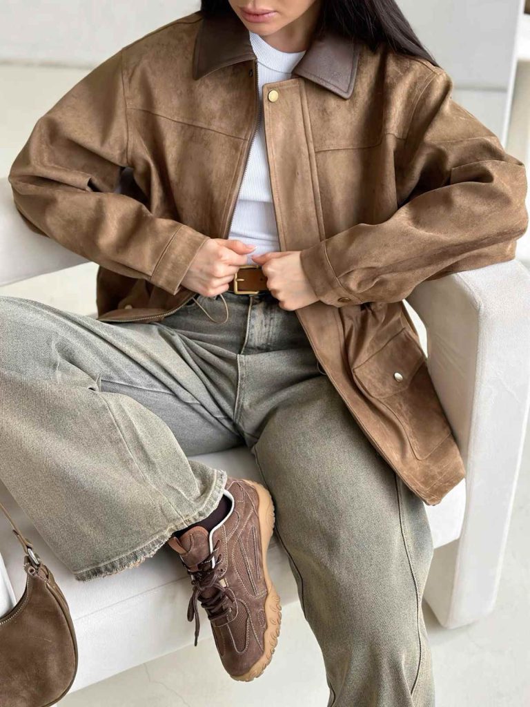 مانتو سوییت ترکیبی با چرم