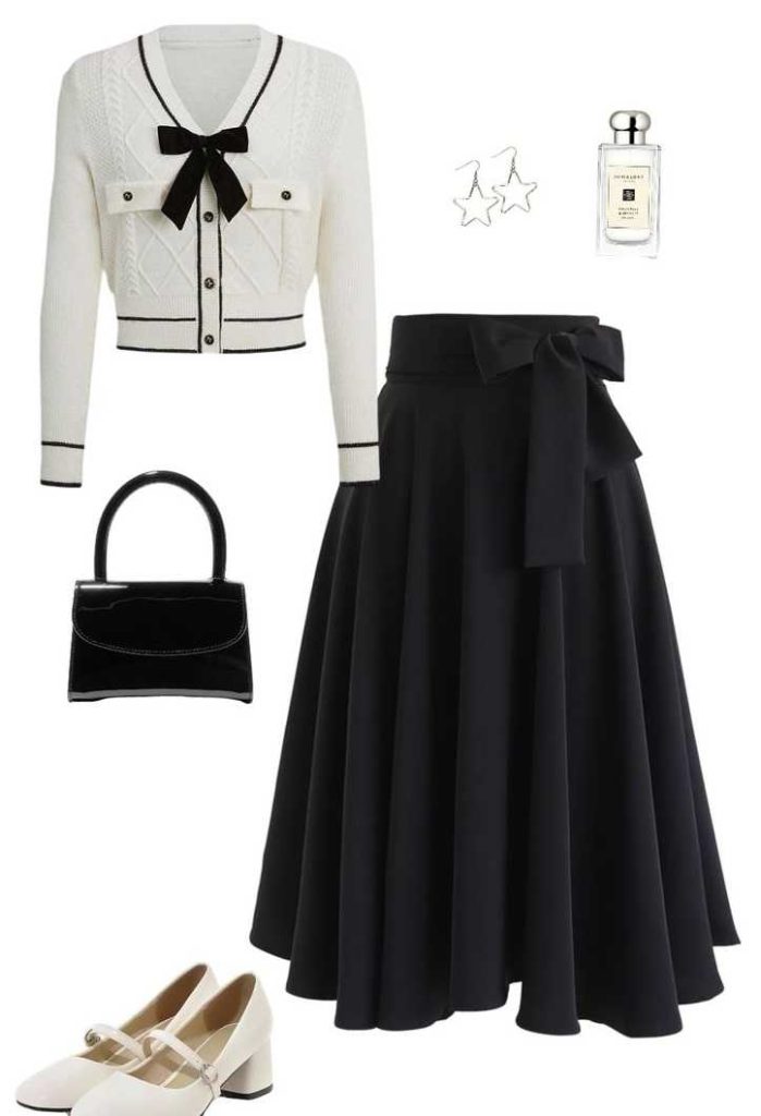 مدل بلوز و دامن مجلسی سفید مشکی