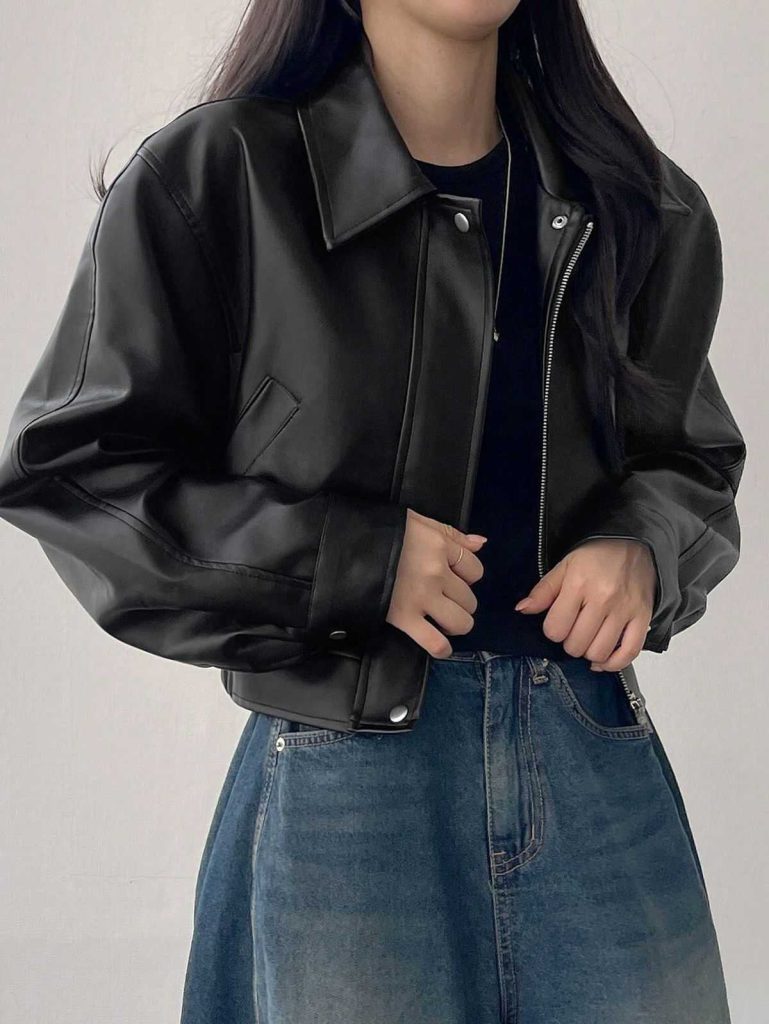 کاپشن چرم با دامن