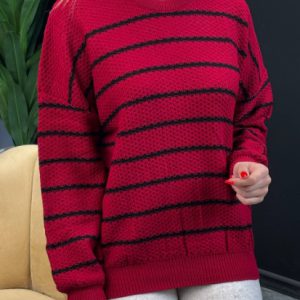 بلوز بافت راه راه قرمز