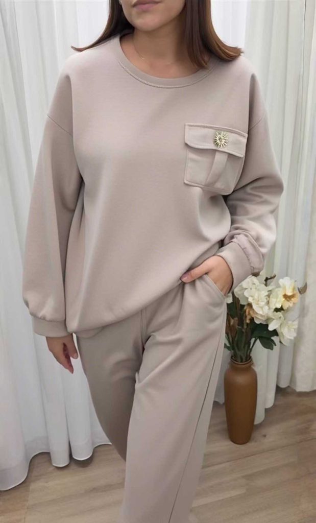 ست دورس شلوار دخترانه یقه گرد