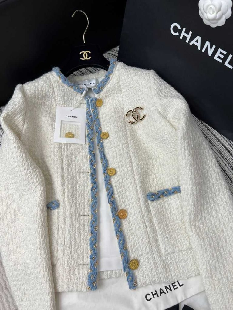 کت شنل سفید آبی دخترانه کوتاه